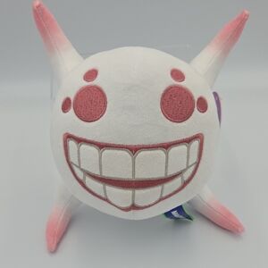 Pink and White Stuffed Smiling Toy
